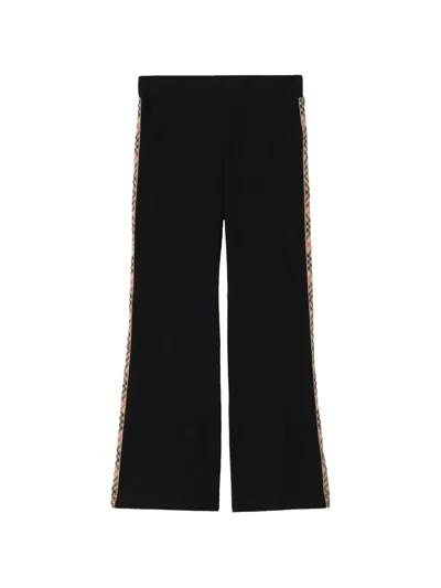 Burberry Kids' Check-trim Trousers In Black