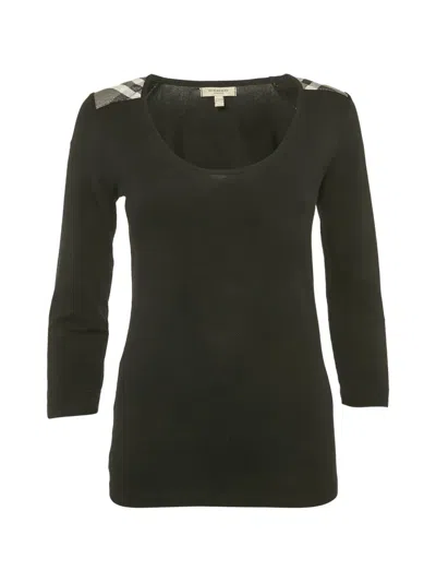 Pre-owned Burberry Check-trim T-shirt In Black