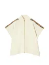 Burberry Check-trim Zip-up Wool Cape In Pattern