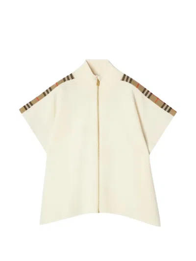Burberry Kids' Check-trim Zip-up Wool Cape In Pattern