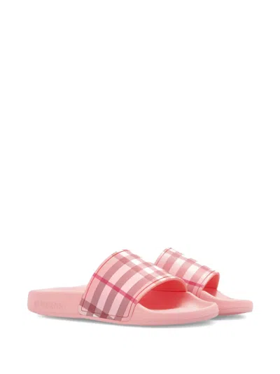 Burberry Kids' Chekc-pattern Slides In Pink
