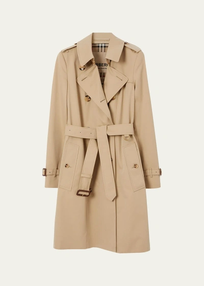 Burberry Chelsea Belted Double-breasted Trench Coat In Honey