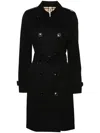 Burberry Double-breasted Trench Coat With Tailored Silhouette In Black