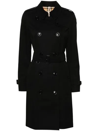 Burberry Chelsea Cotton Trench Coat In Black