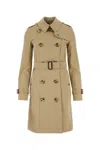 Burberry Cotton Double-breasted Short Trench Coat In Beige