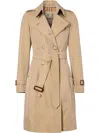 Burberry Streamlined Trench With Back Slit And Waist Belt In Beige