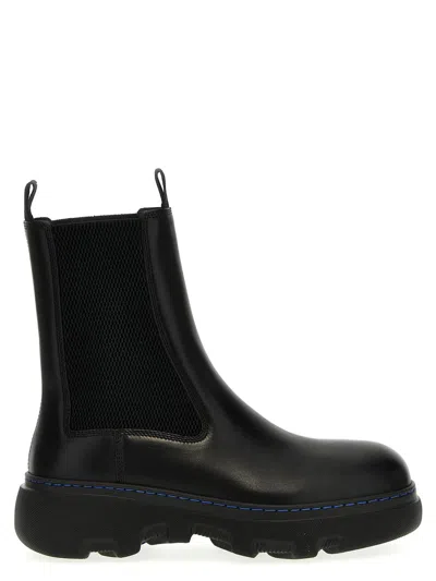 Burberry Leather Creeper Chelsea Boots In Black
