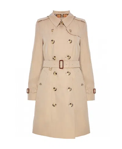 Burberry `chelsea` Trench Coat In Beige