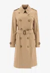 Burberry Women Beige Double-breasted Trench Coat With Matching Belt In Cotton Woman