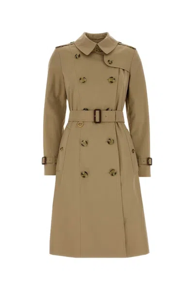 Burberry Cotton Trench Jacket With Belted Waist In Neutral