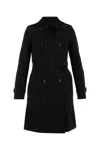 Burberry Black Gabardine Heritage Kensington Trench Coat