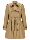 Burberry Cotton Gabardine Trench Coat In Beige