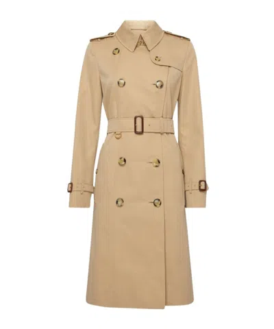 Burberry Belted Double-breasted Trench Coat With Epaulettes And Storm Flap In Beige