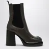 Burberry Chelsea Wedge Boot In Dark Green Leather In Brown
