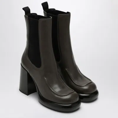 Burberry Chelsea Wedge Boot In Dark Green Leather Women In Brown