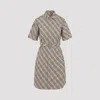 Burberry Checked Mini Shirt Dress In Brown