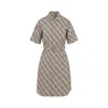 Burberry Checked Mini Shirt Dress In Brown