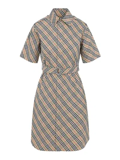 Burberry Chemisier Cotton Mini Dress In Black