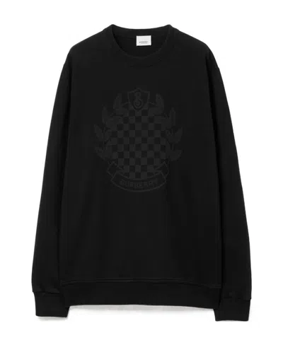 Burberry Chequered-crest Cotton Sweatshirt In Black