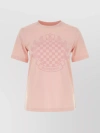 BURBERRY CHEQUERED CREST COTTON T-SHIRT WITH RIBBED NECKLINE AND SHORT SLEEVES
