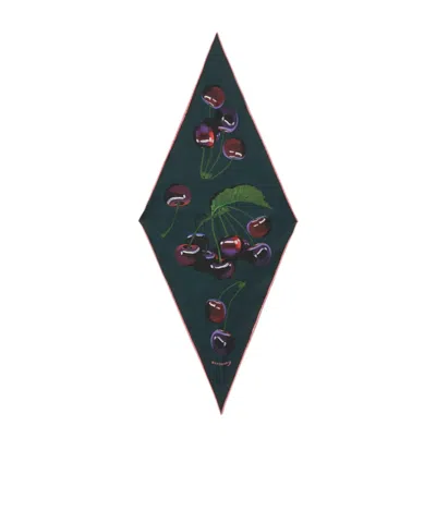 Burberry Cherry-print Silk Scarf In Green