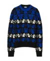 Burberry Geometric Crew Neck Intarsia Knit Sweater In Blue