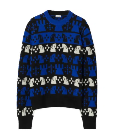 BURBERRY BURBERRY CHESS INTARSIA-KNIT CREWNECK JUMPER