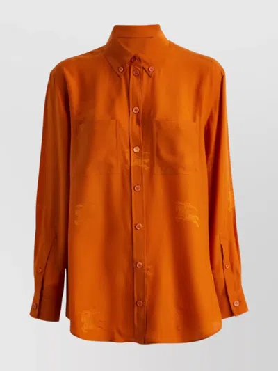 BURBERRY CHEST POCKET COLLARED NECK LONG SLEEVE TOP