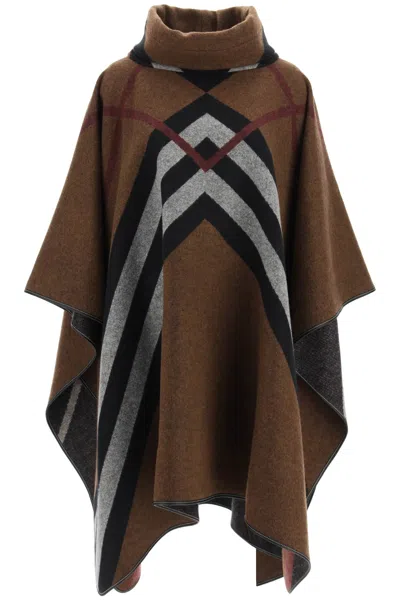 Burberry Chevron Check Poncho In Multi