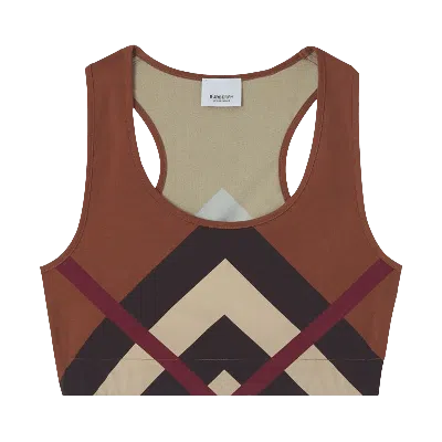 Pre-owned Burberry Chevron Check Print Stretch Cropped Top 'dark Birch Brown'