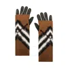 Burberry Chevron Lambskin Leather Gloves With Removable Overlay