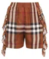 Burberry Check-print Silk Shorts In Dark Birch Brown Chk