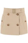 BURBERRY SOFTFAWN MINI SKIRT WITH BUTTON DETAIL