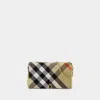 Burberry Snip Mini Canvas Wallet On Chain In Beige