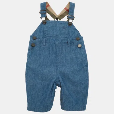 Pre-owned Burberry Children Blue Chambray Adjustable Straps Overalls 3m