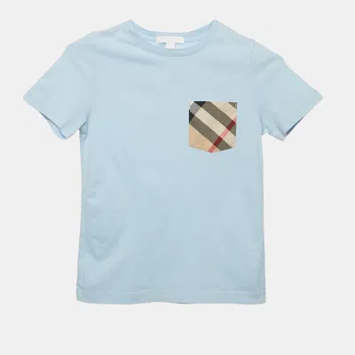 Pre-owned Burberry Children Blue Nova Checks Pocket T-shirt 5 Yrs