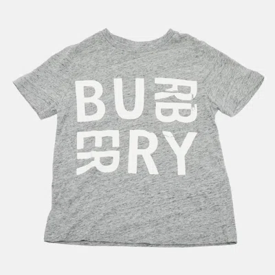Pre-owned Burberry Children Grey Logo Print Jersey T-shirt 6 Yrs In Gray