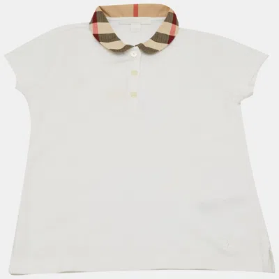 Pre-owned Burberry Children White Cotton Polo T-shirt 6yrs