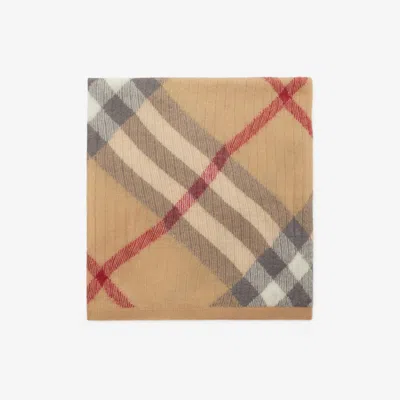 Burberry Childrens Check Alpaca Wool Silk Blend Baby Blanket In Pale Stone