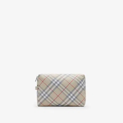 Burberry Childrens Check Baby Changing Pouch In Pale Stone
