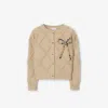 Burberry Check Bow Wool Cashmere Cardigan In Brown