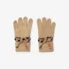 Burberry Childrens Check Bow Wool Cashmere Gloves In Brown