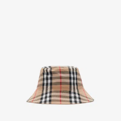 Burberry Childrens Check Bucket Hat In Sand