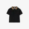 Burberry Black Cotton Polo Shirt In Black