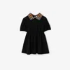 Burberry Check-collar Cotton Polo Dress In Black