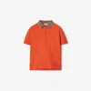 Burberry Check Collar Cotton Polo Shirt In Molten