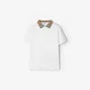 Burberry White Johane Checked-collar Short-sleeve Cotton Polo Shirt 6-24 Months In White