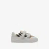Burberry Childrens Check Cotton And Leather Sneakers In Sand