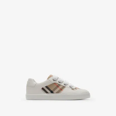 BURBERRY BURBERRY CHILDRENS CHECK COTTON AND LEATHER SNEAKERS
