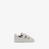 Burberry Childrens Check Cotton And Leather Sneakers In Sand